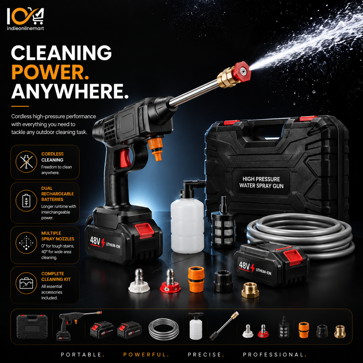 Portable Cordless Pressure Washer for Car & Home Cleaning