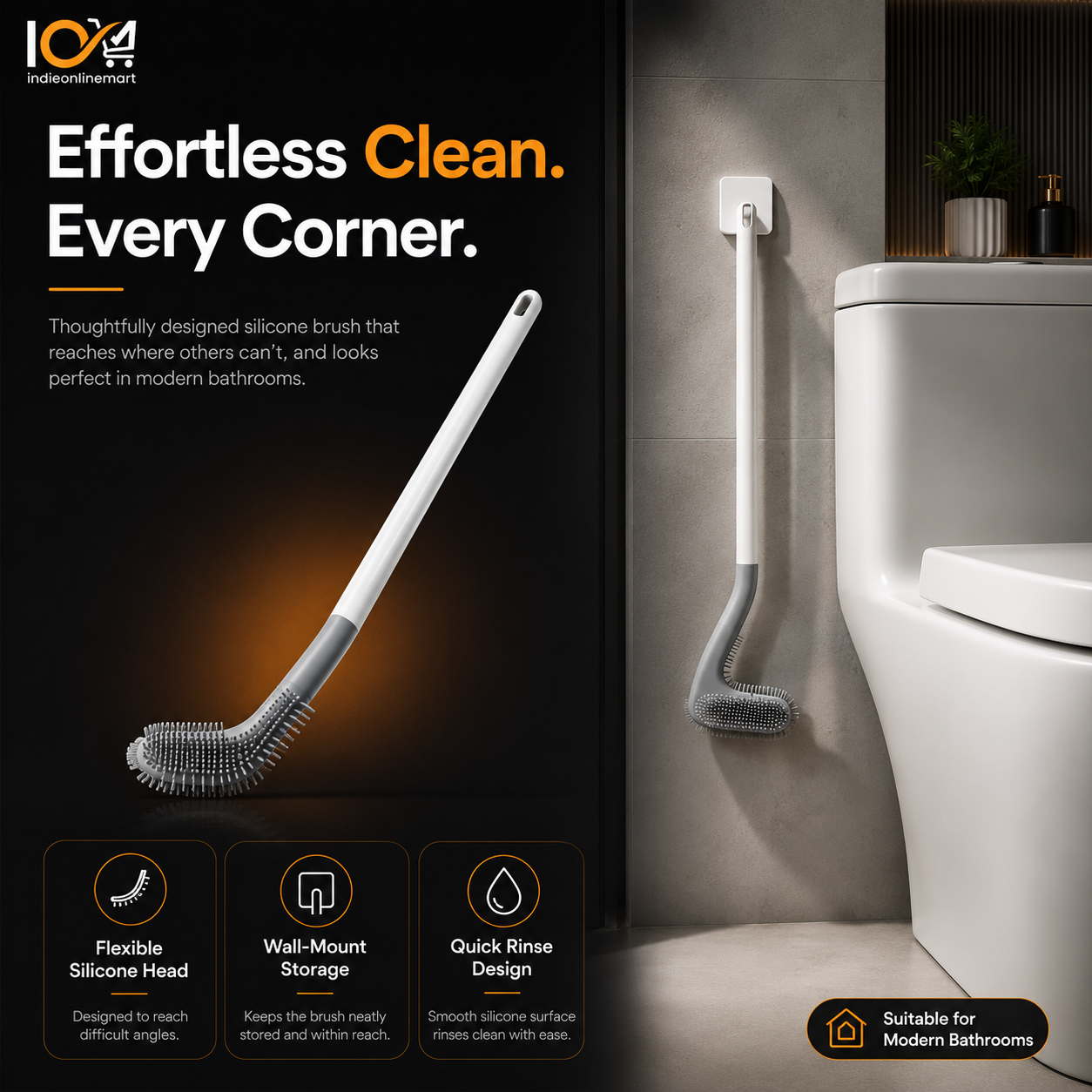 Premium Golf Shaped Silicone Toilet Brush with Wall Mount Holder