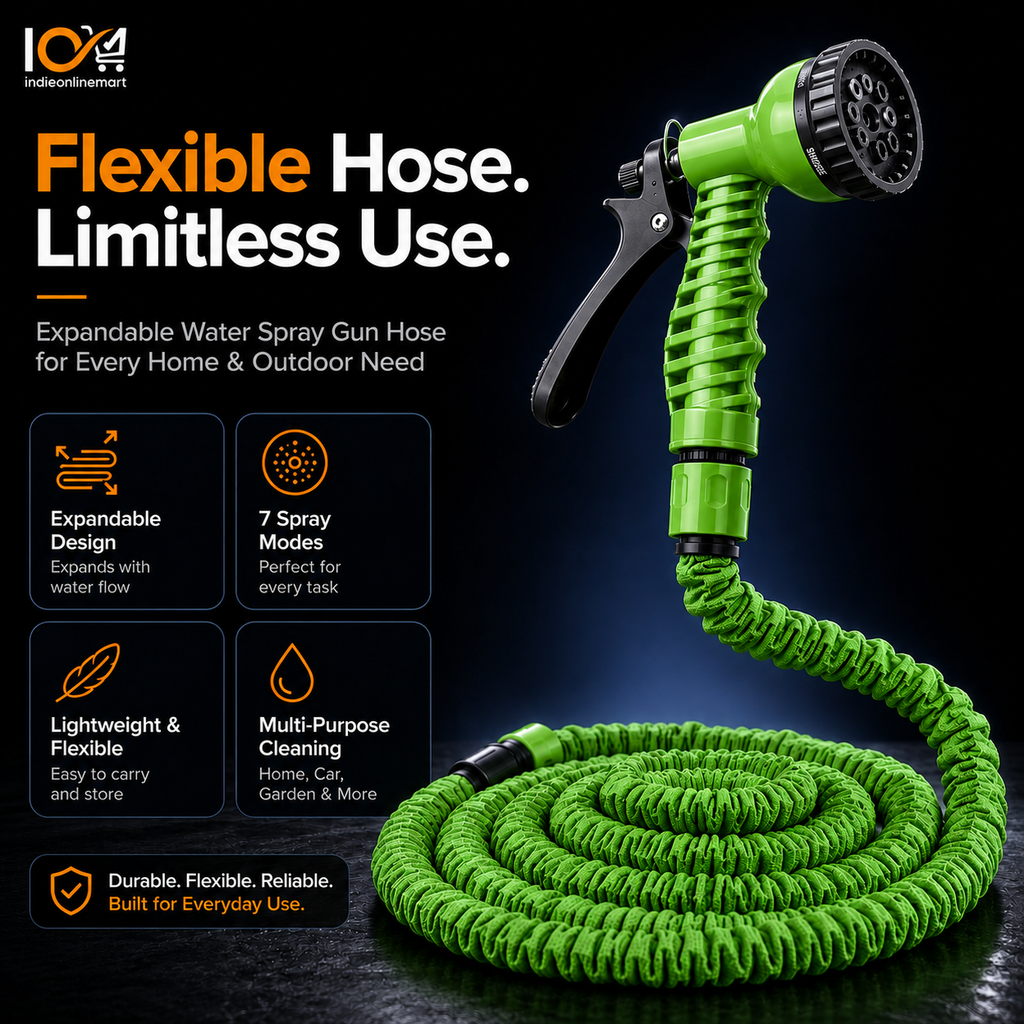 Expandable Water Spray Gun Hose with 7 Adjustable Spray Patterns for Gardening & Car Washing