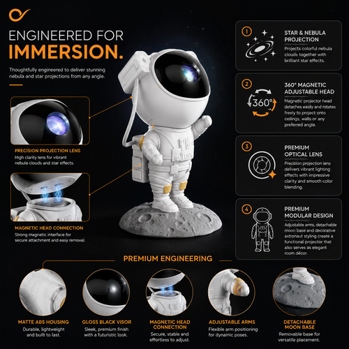 8-Mode Astronaut Galaxy Projector Night Light