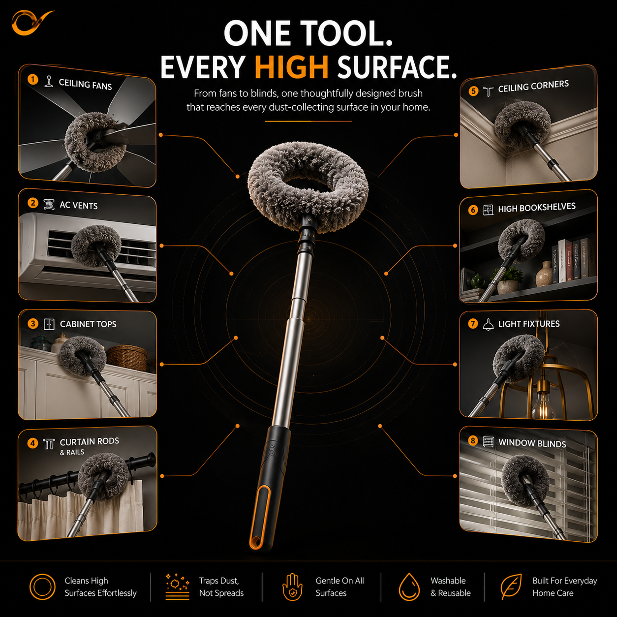 Ring-Shaped High-Reach Microfiber Cleaning Brush