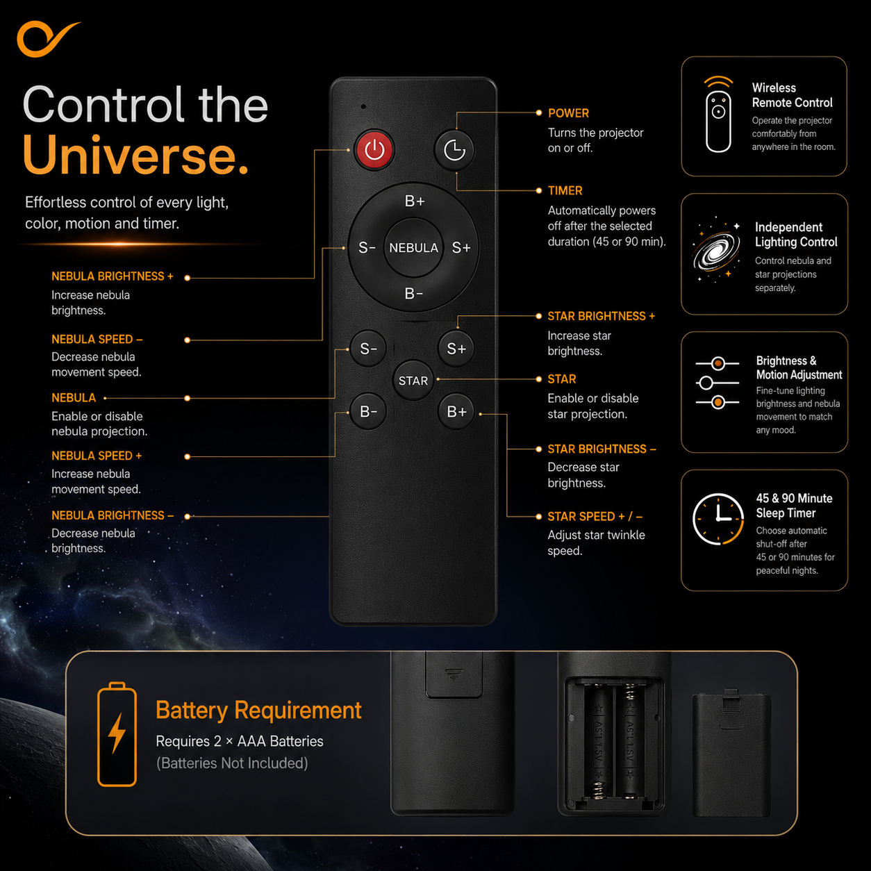 8-Mode Astronaut Galaxy Projector Night Light