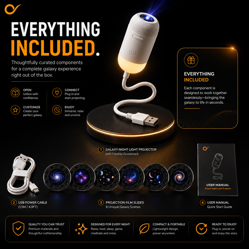 Galaxy Night Light Projector | with 6 slides included